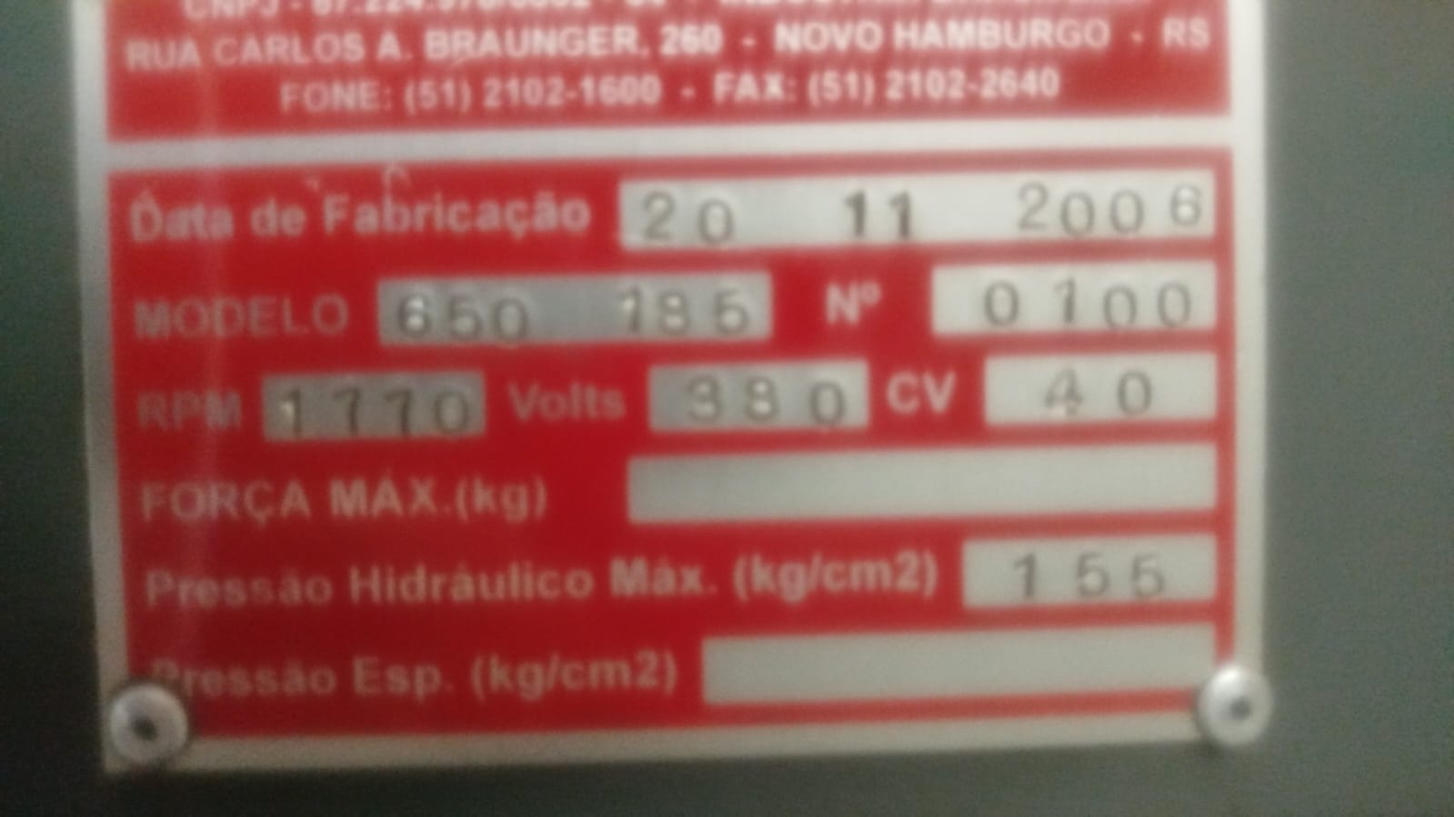 Injetora Jasot 185 ton